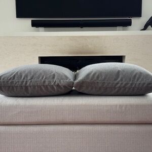 2 WEST ELM Large Throw Pillow Covers ~ Pewter Gray ~ 24" x 24" + 1.5" Border